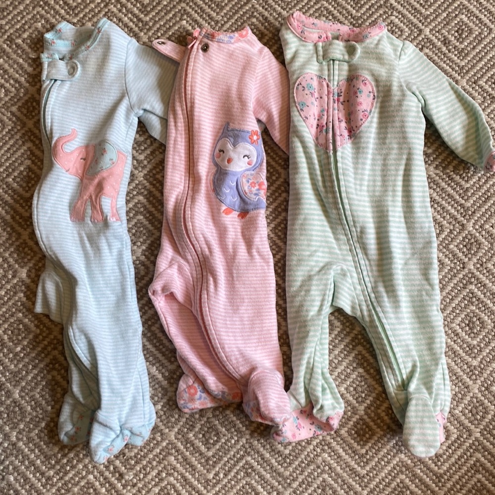 Set of three Carter’s footed sleepers